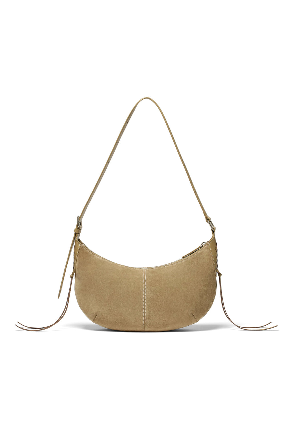 [matinkim] HALF MOON SUEDE LEATHER HOBO BAG IN KHAKI