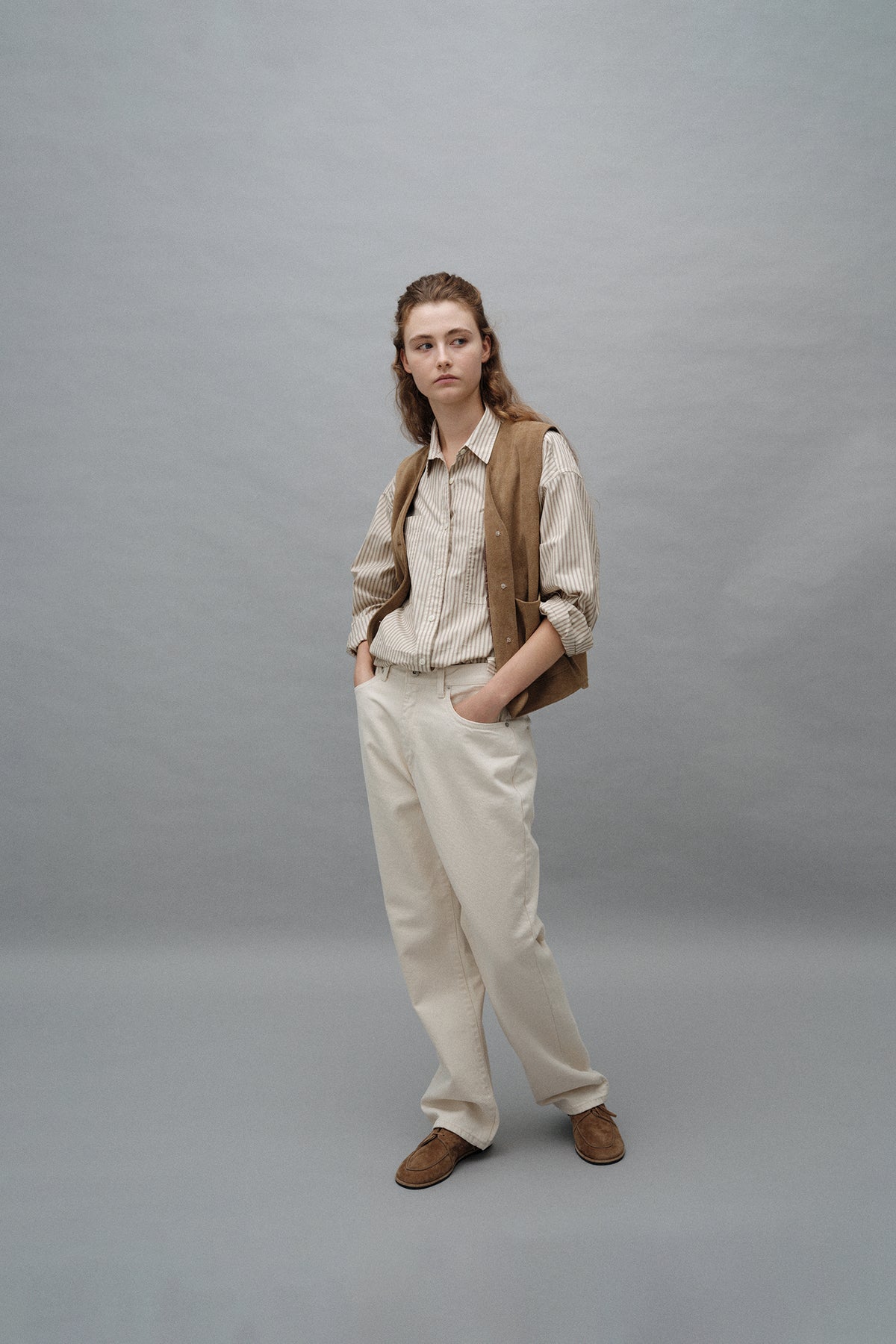 Nothing Written Western suede leather vest (Camel)