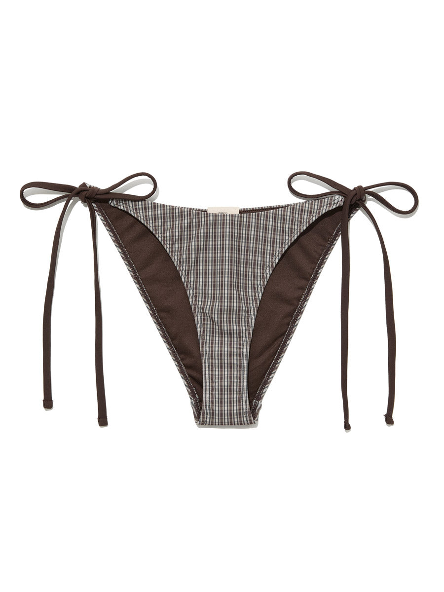 GLOWNY G Gingham Bikini Bottom (Brown)