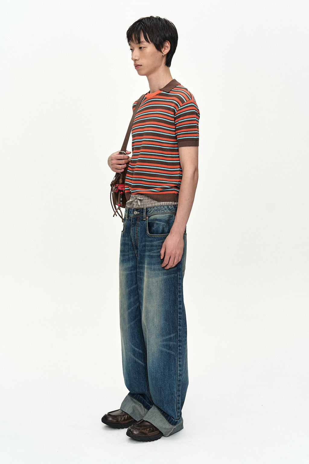 Andersson Bell Stripe Layered Polo Sweater