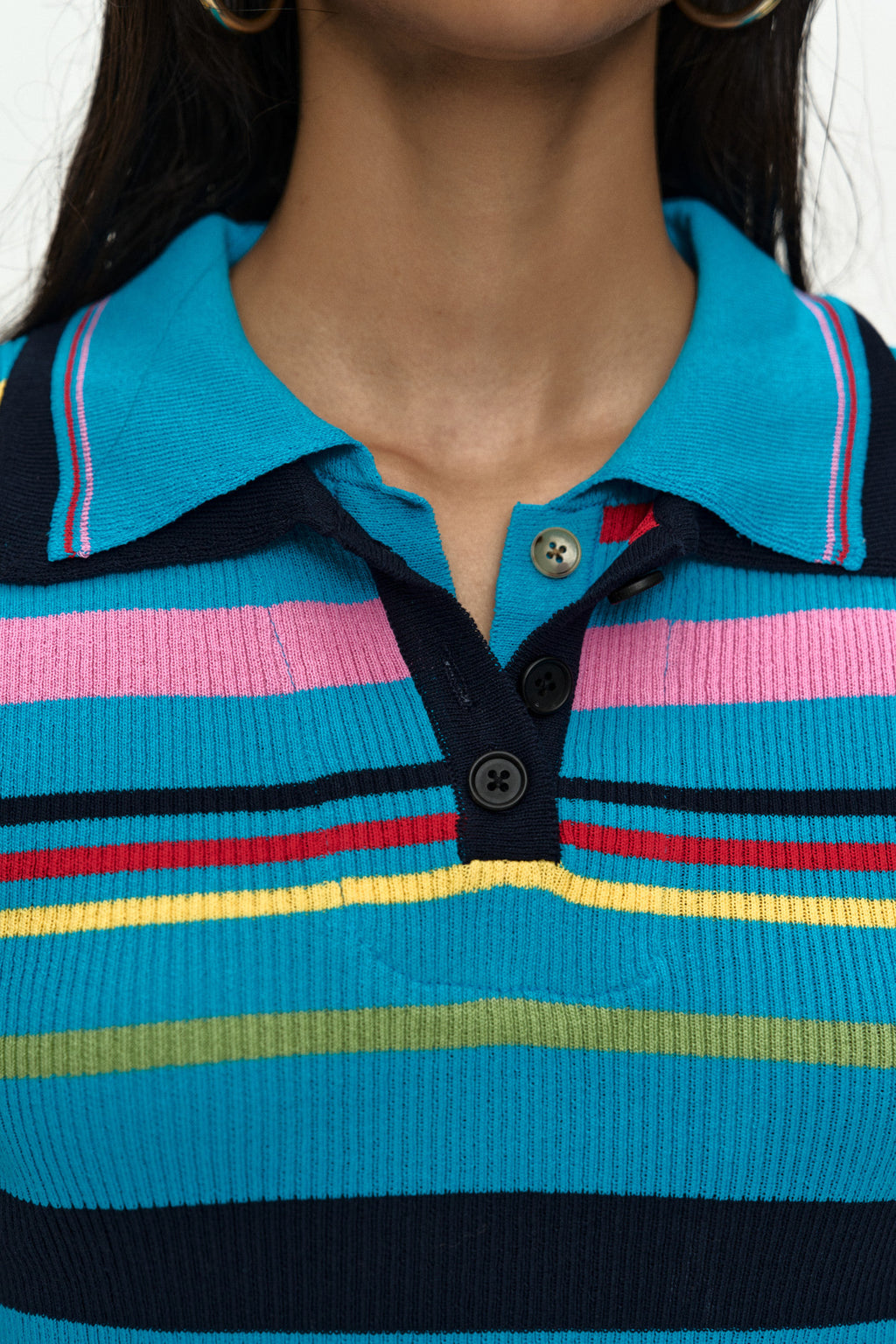 Andersson Bell Multi-Color Stripe Knit Polo Top