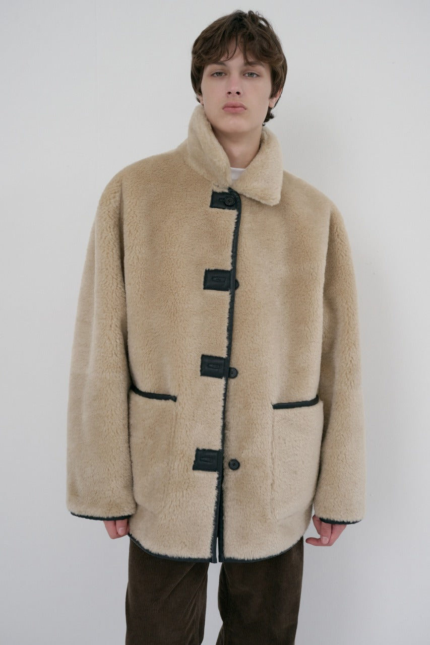 Dunst Unisex Reversible Soft Shearling Half Jacket Black