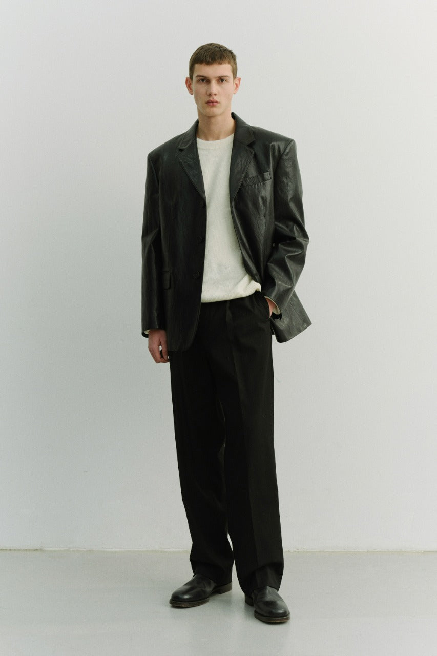Dunst Unisex 3 Button Leather Blazer Black