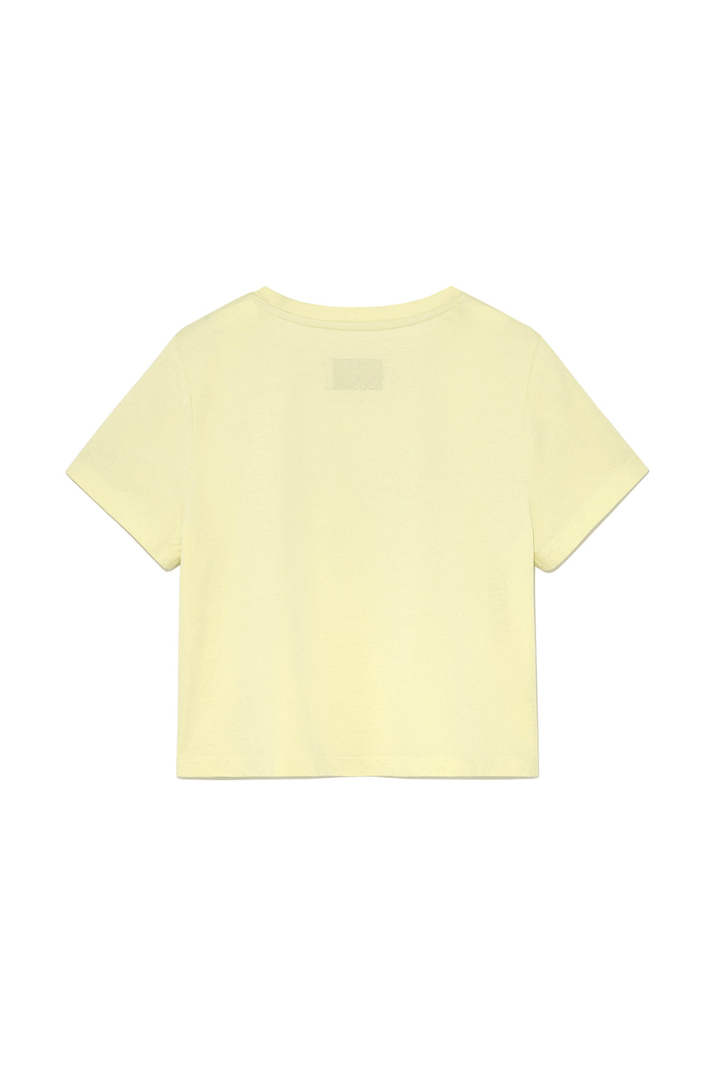 [matinkim] UNBALANCE TYPO LOGO CROP TOP IN YELLOW