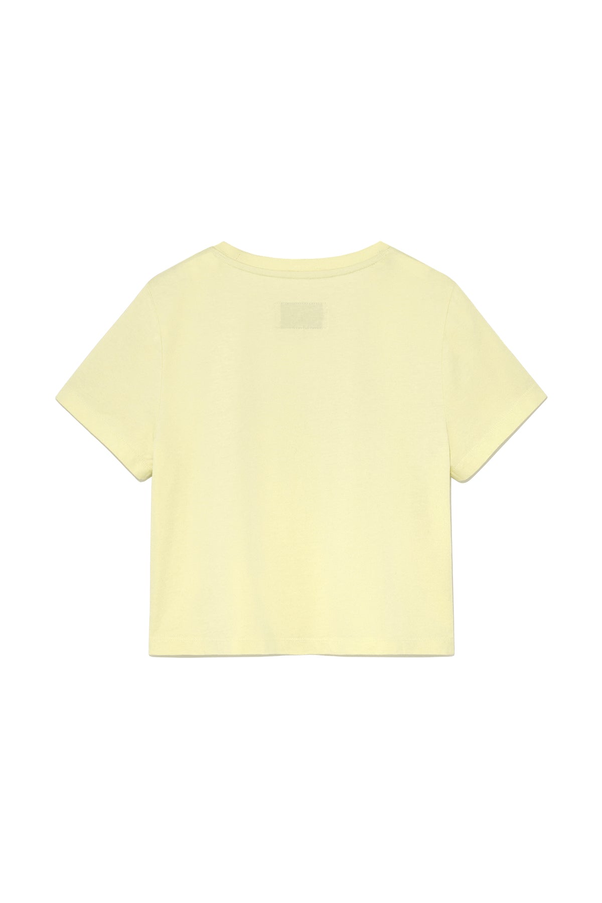 [matinkim] UNBALANCE TYPO LOGO CROP TOP IN YELLOW