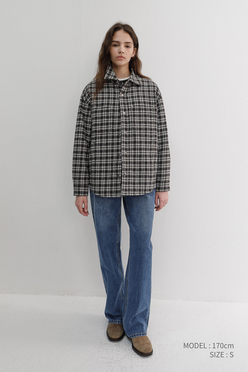 Dunst Unisex Quilted Flannel Shirt Black Check