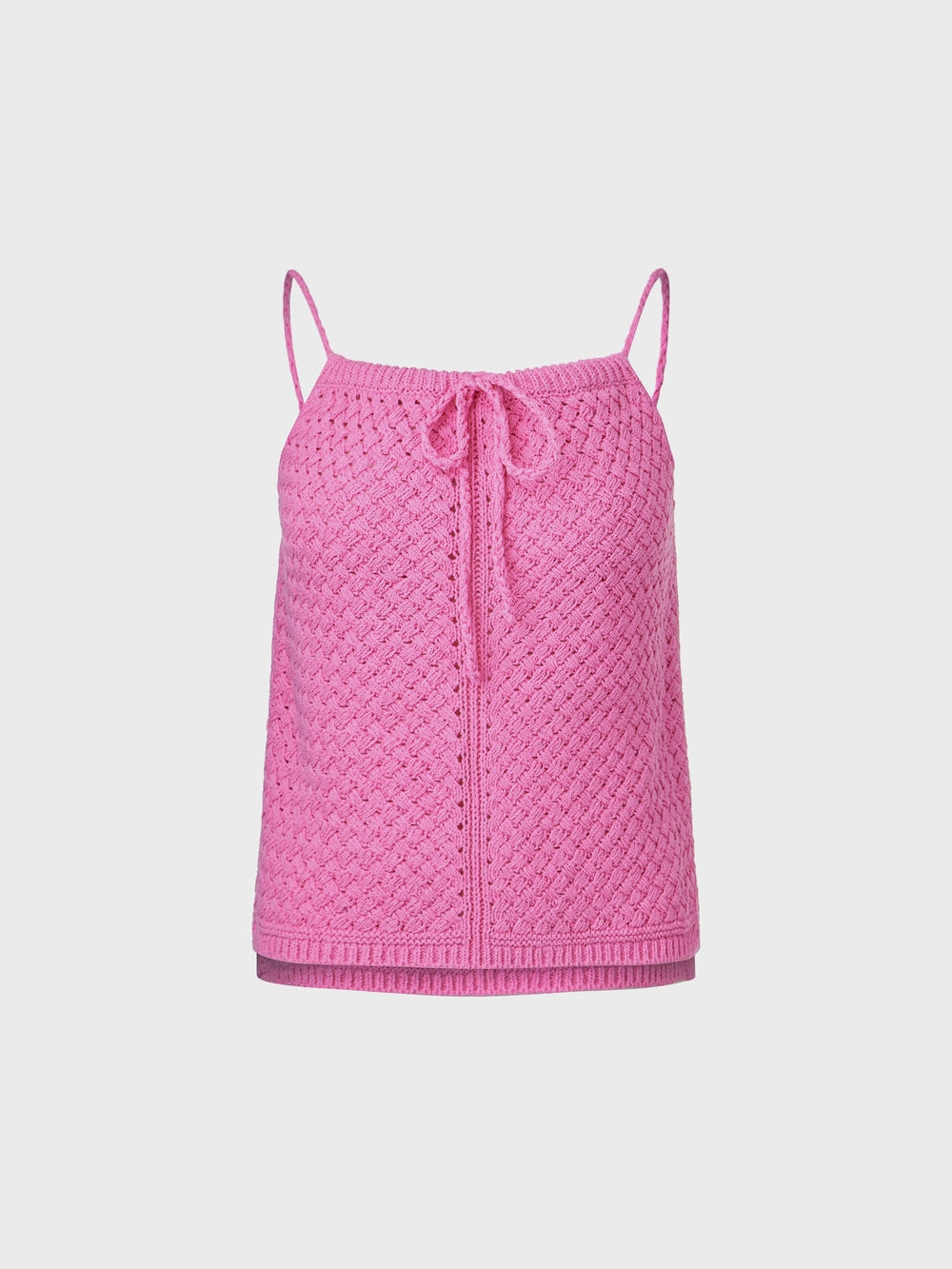 EENK Crochet Tie Strap Knitwear Top - Pink
