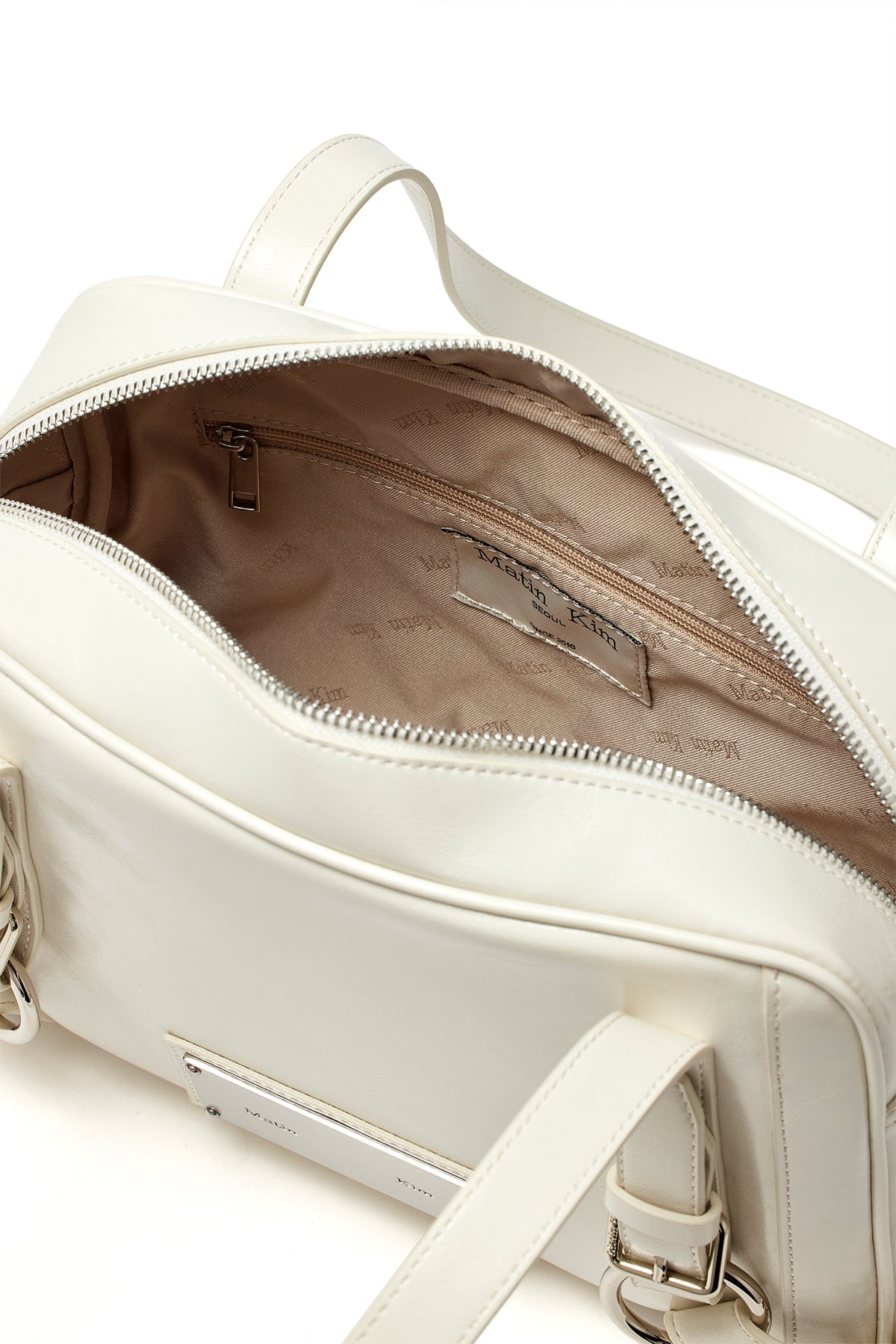 [matinkim] BIKER DETAIL SQUARE SHOULDER BAG IN IVORY
