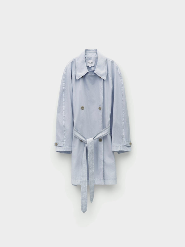 Low Classic Pigment Washed Half Trench Coat Light Blue