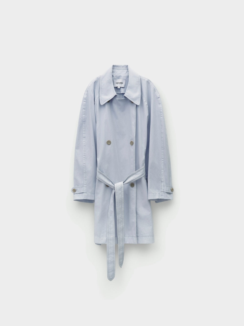 Low Classic Pigment Washed Half Trench Coat Light Blue