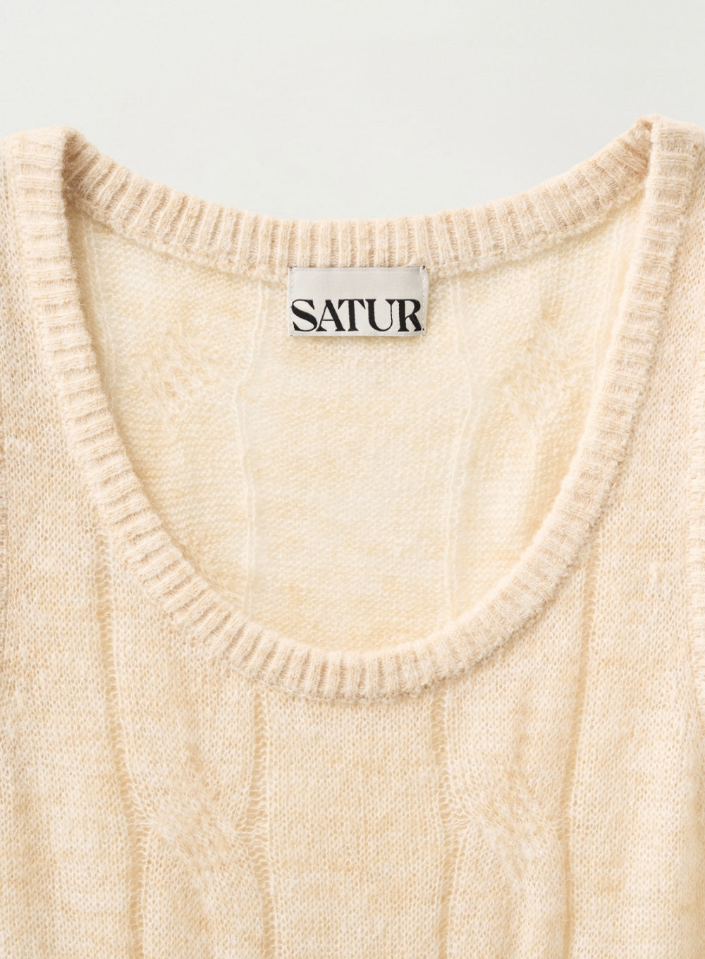 [satur] (W) Mohair Crop Knit Vest - Cream