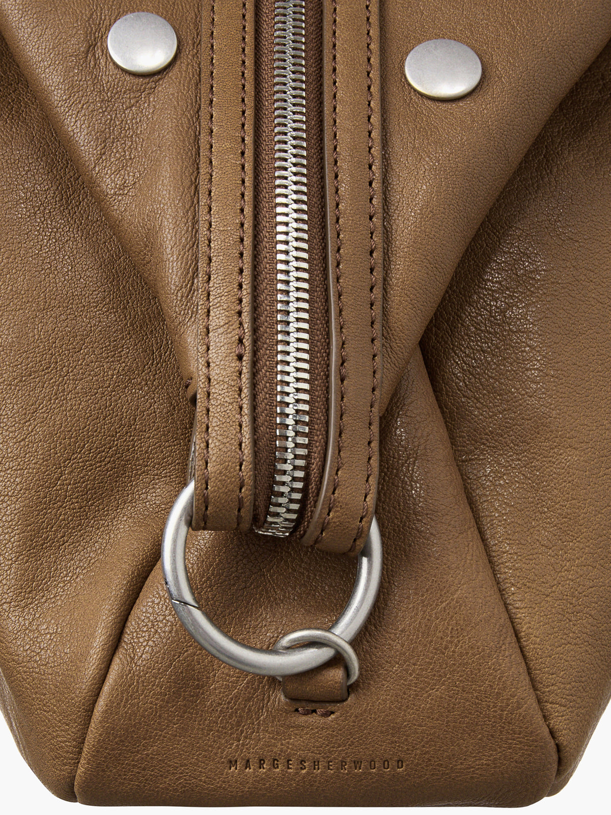 Margesherwood Dumpling Stud vintage camel washed nappa