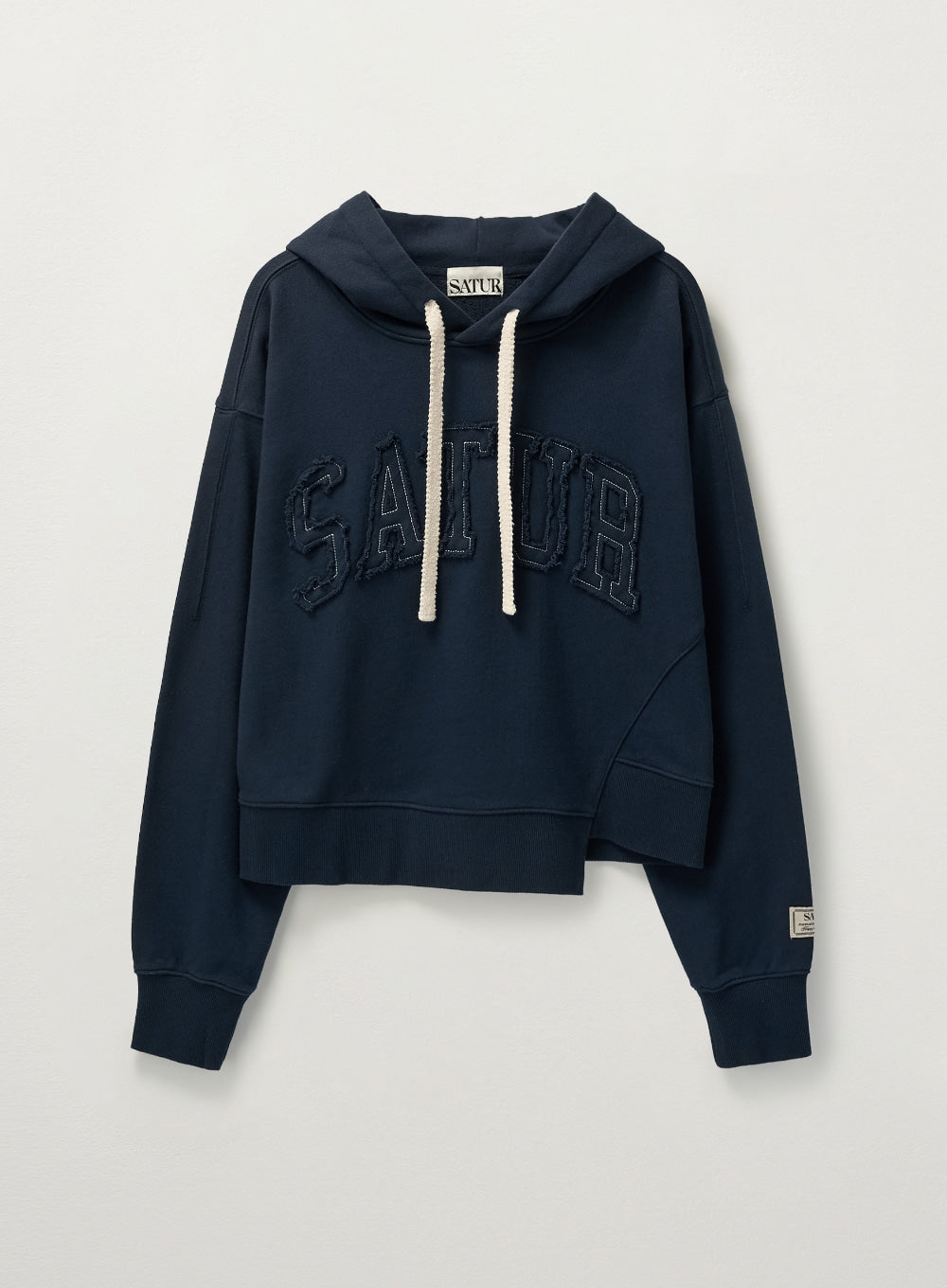 [satur] (W) Dublin Crop Hood T-shirt - Navy