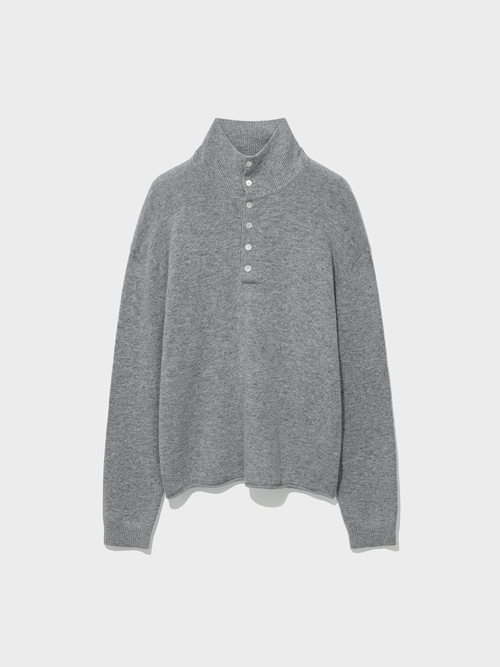 Low Classic Wool Blend High-Neck Sweater Melange Grey
