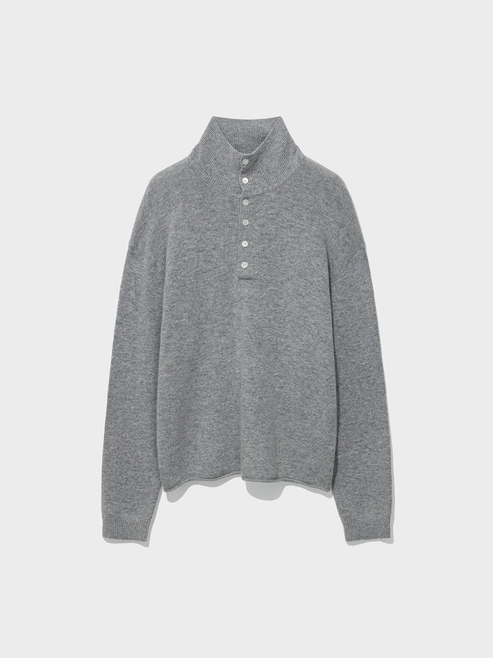 Low Classic Wool Blend High-Neck Sweater Melange Grey