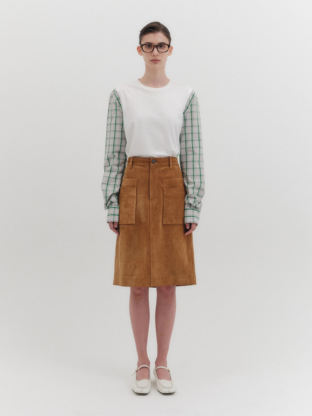 EENK Color Block Long Sleeve Top - White