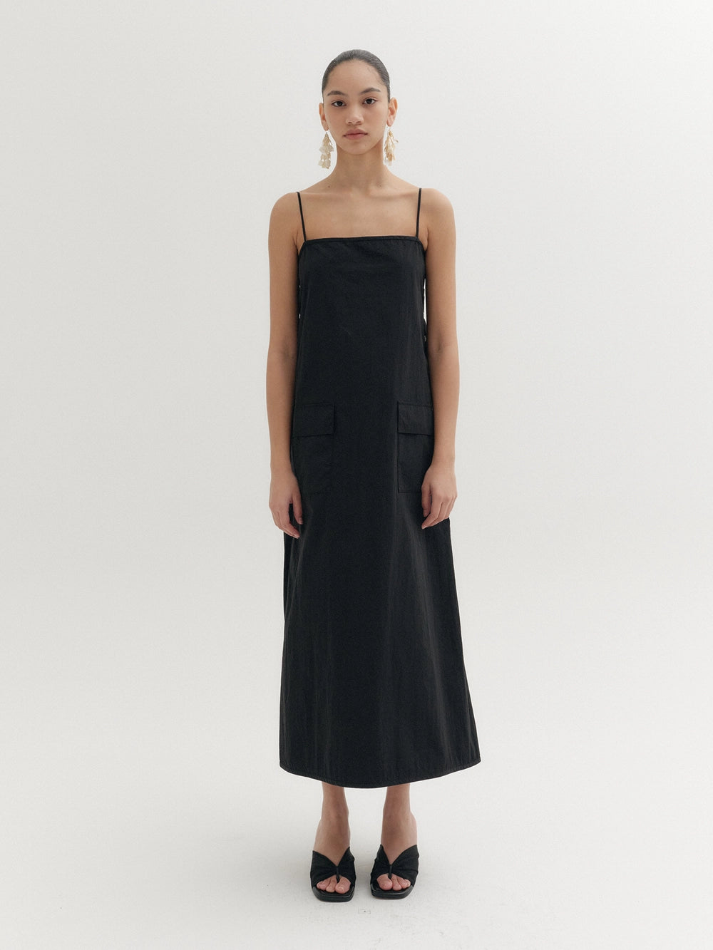 EENK Pleated Apron Dress - Black