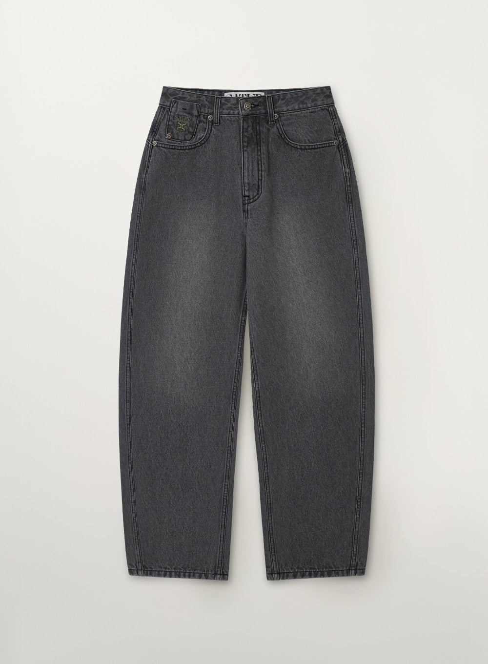 [SATUR] Round Color Denim Pants - Gray