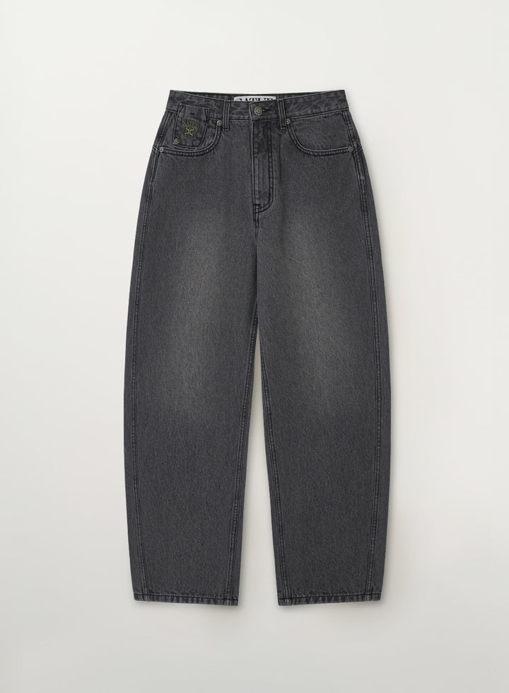 Satur Round Color Denim Pants - Gray