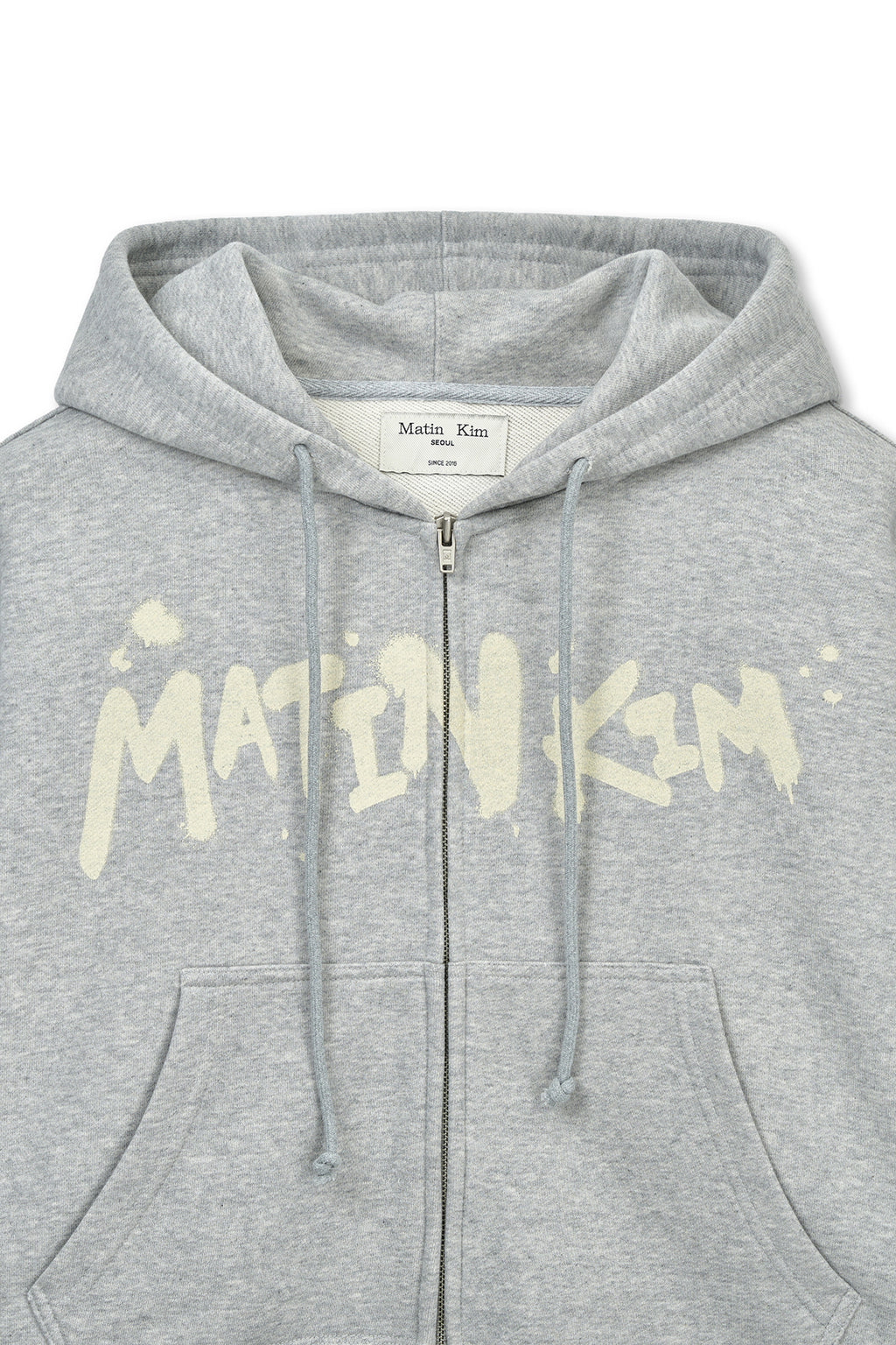 Matinkim Graffiti Logo Crop Hoody Zip UP IN Grey