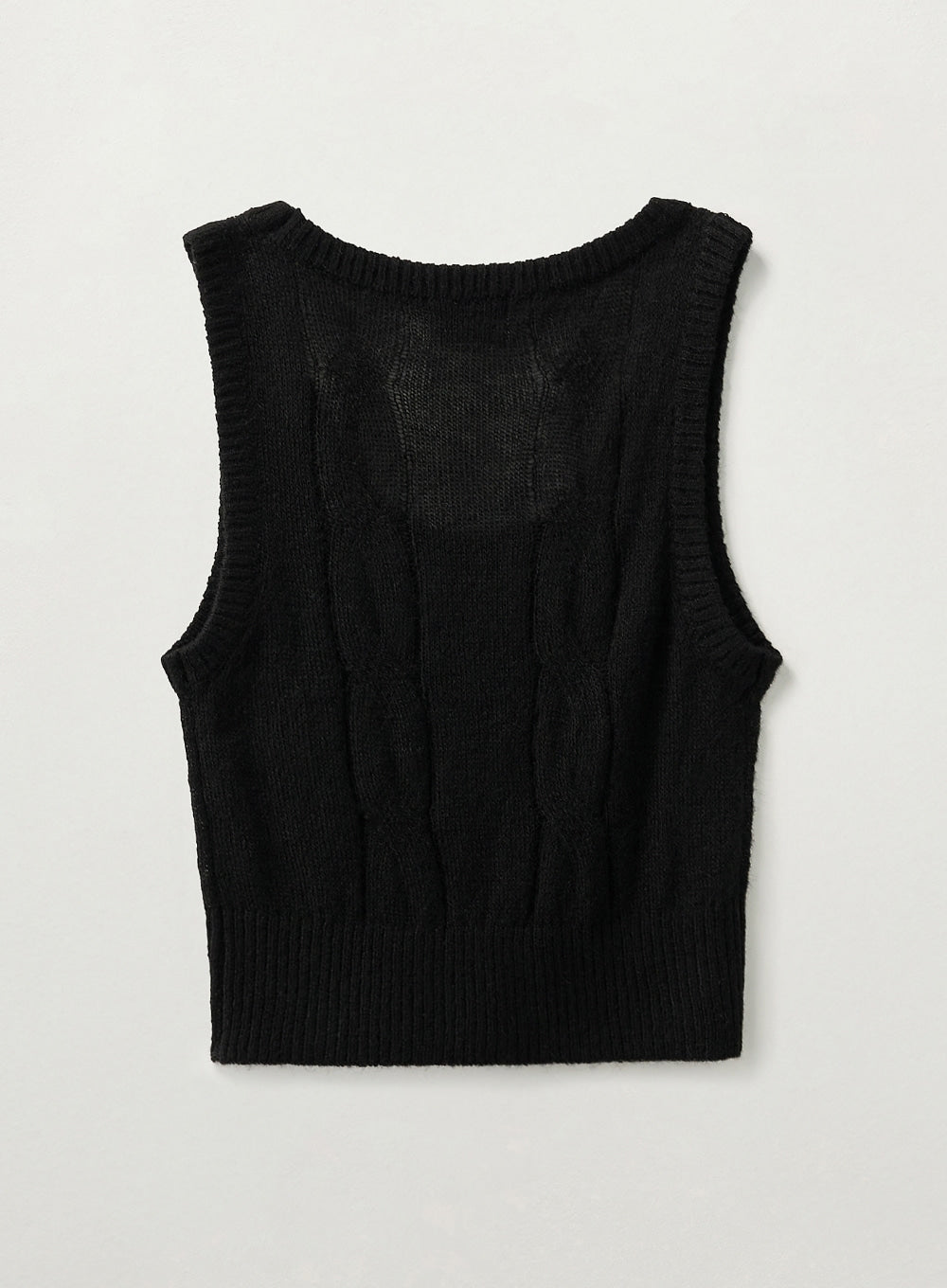 [satur] (W) Mohair Crop Knit Vest - Black