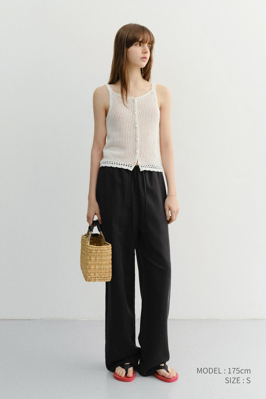 Dunst Crochet Bustier Knit Top Ivory