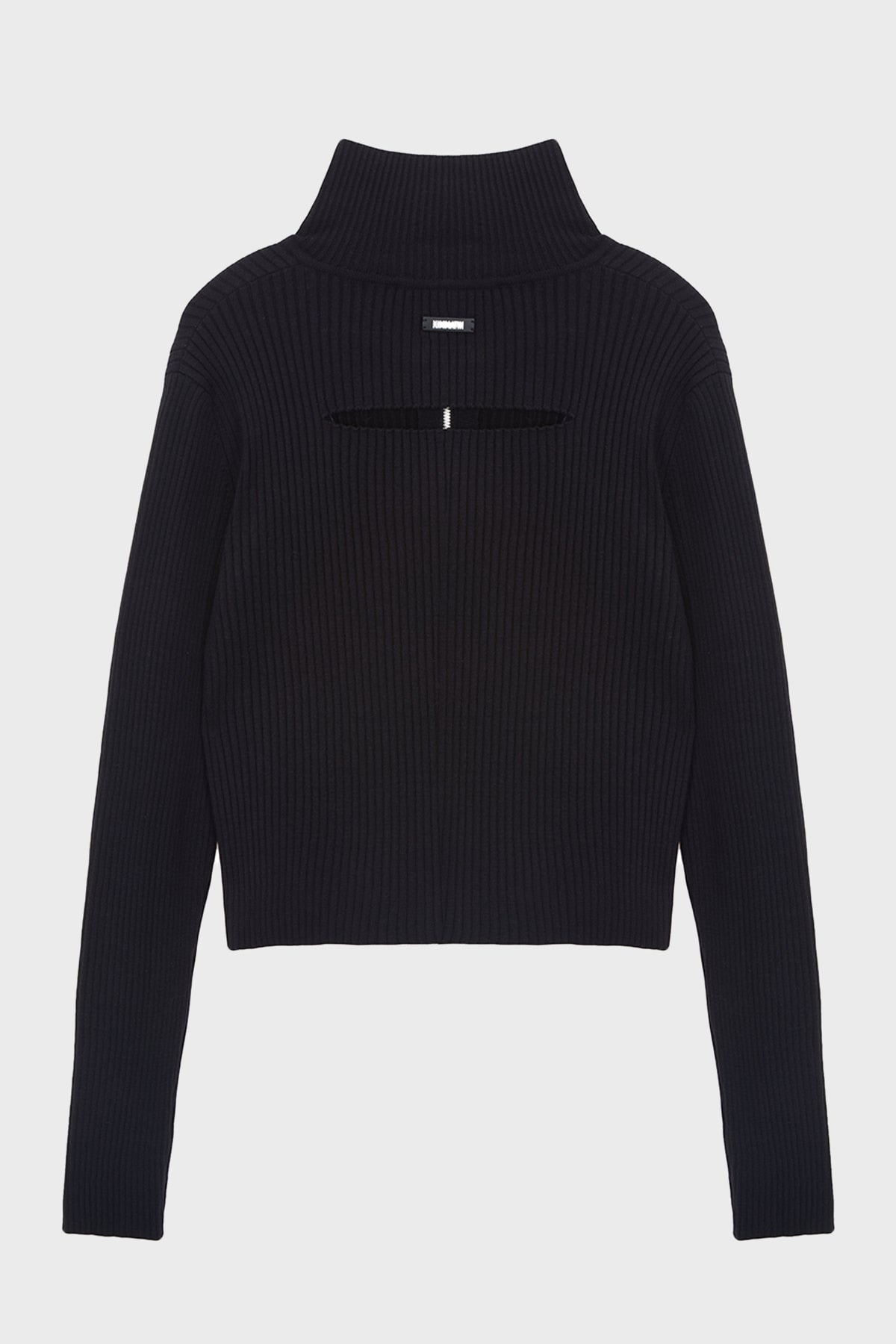 Matinkim High Neck Two Way Zip UP Cardigan IN Black