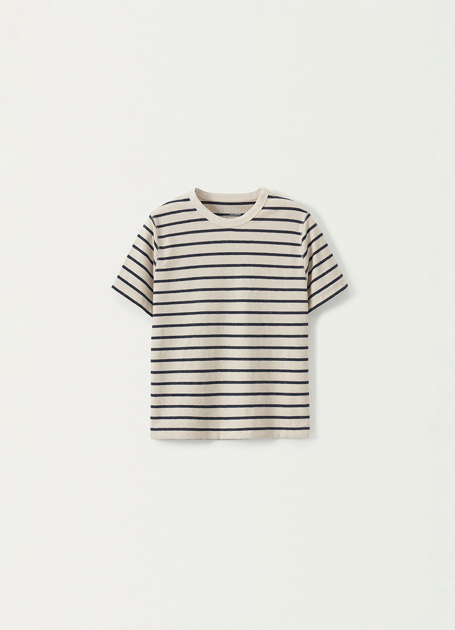 Nothing Written Porte stripe crop t-shirt (Oatmeal)