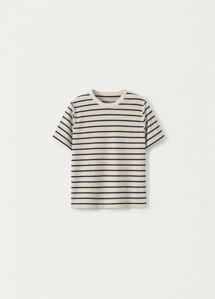 Nothing Written Porte stripe crop t-shirt (Oatmeal)