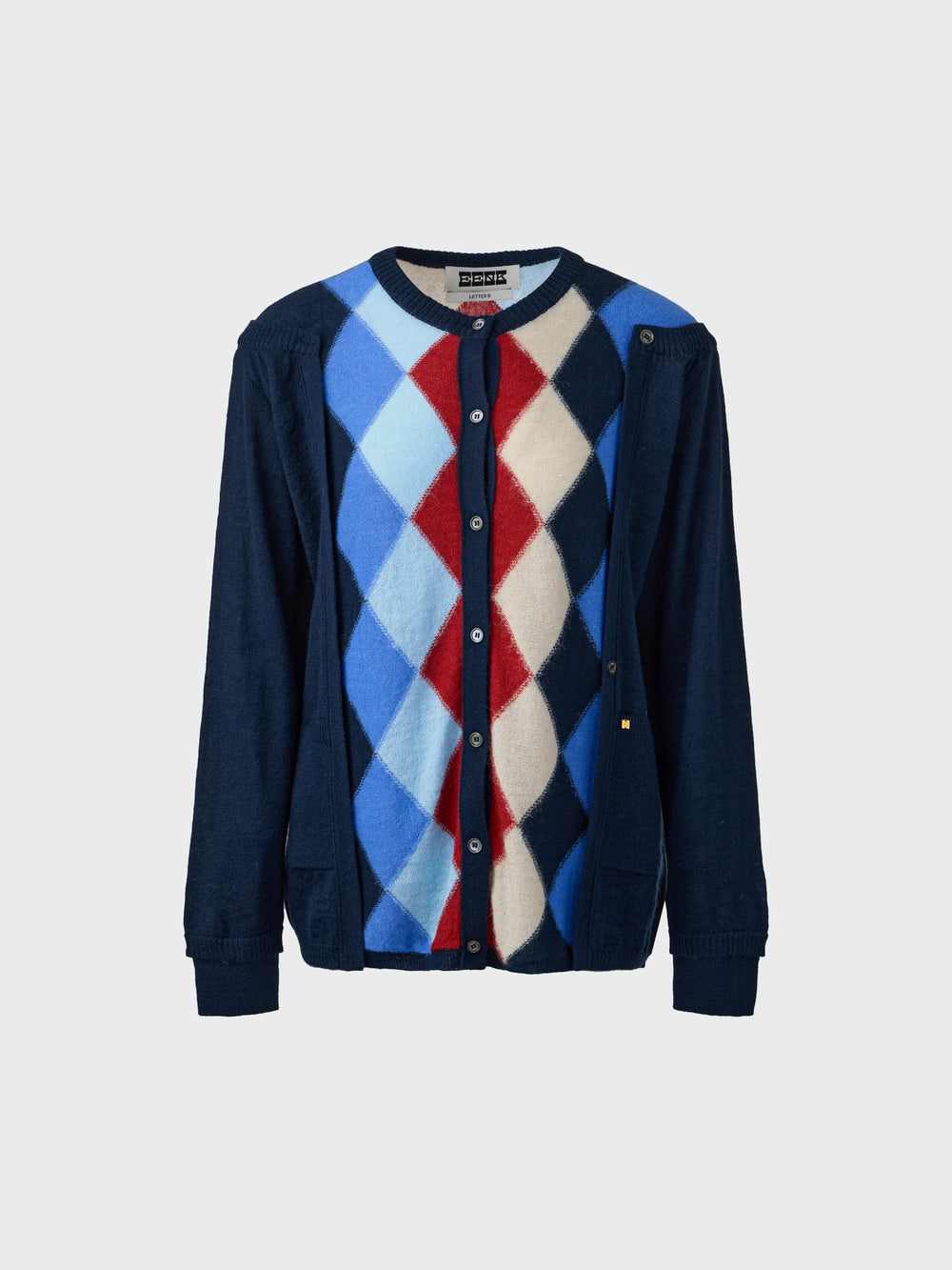 EENK Argyle Multi-Way Cardigan - Navy