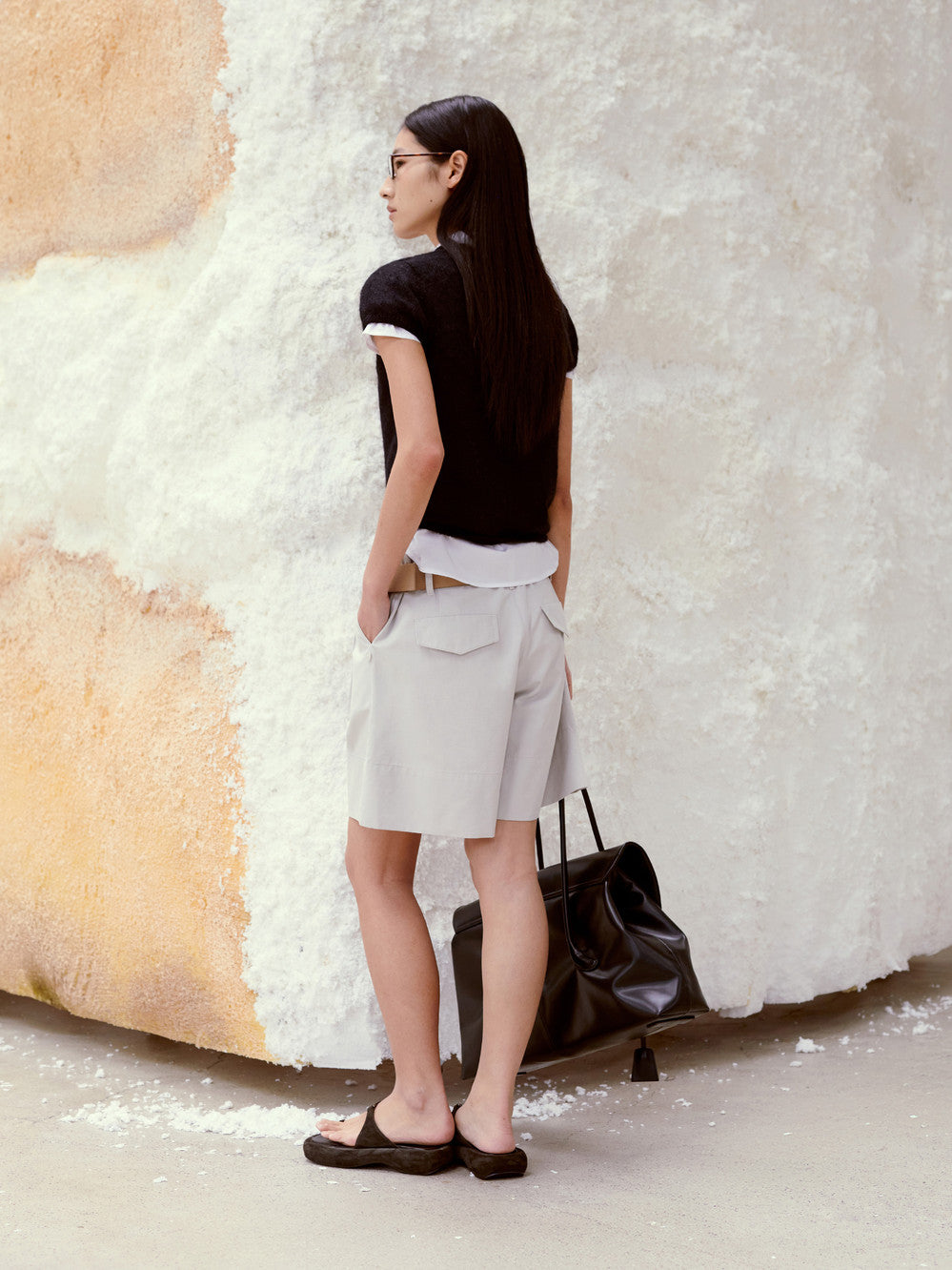Low Classic Tuck Point Turn-Up Shorts Light Grey