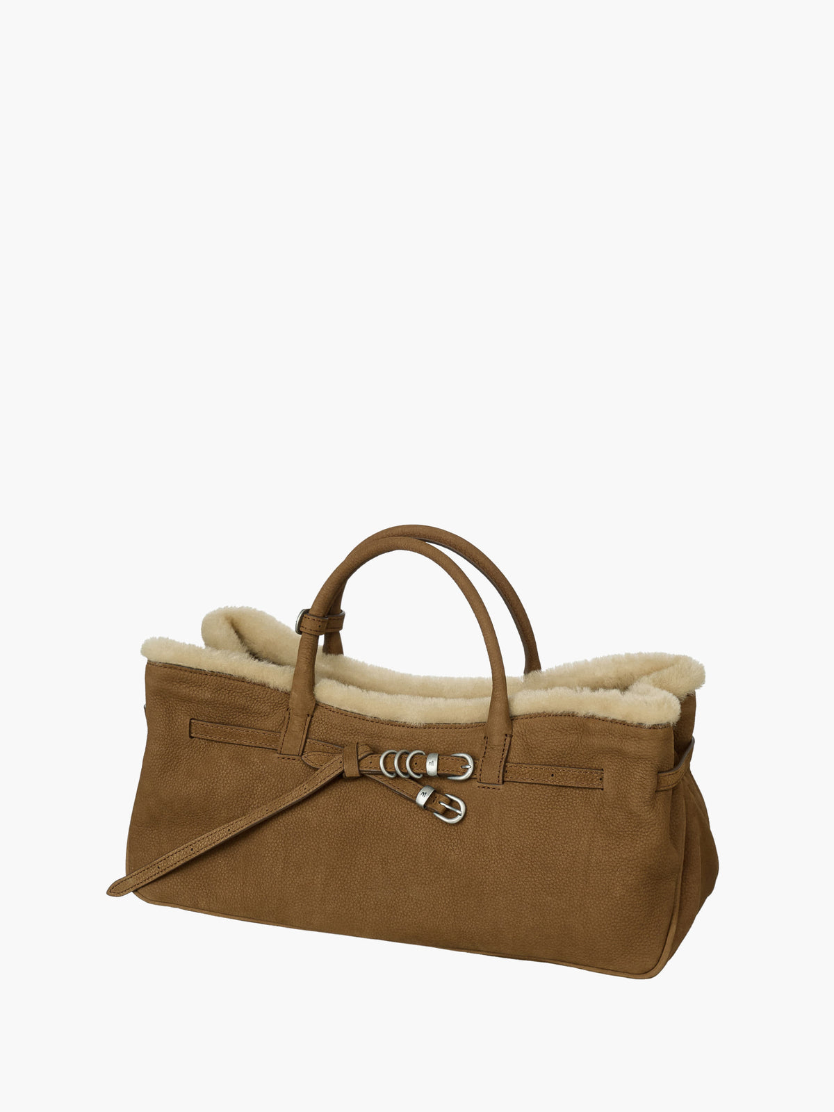 MARGESHERWOOD Grandma Used Bag beige shearling+chestnut nubuck