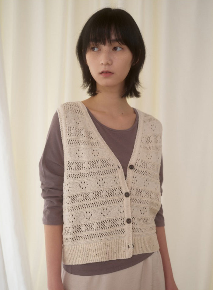 Mango Maniplease Elmo Knit Vest Natural