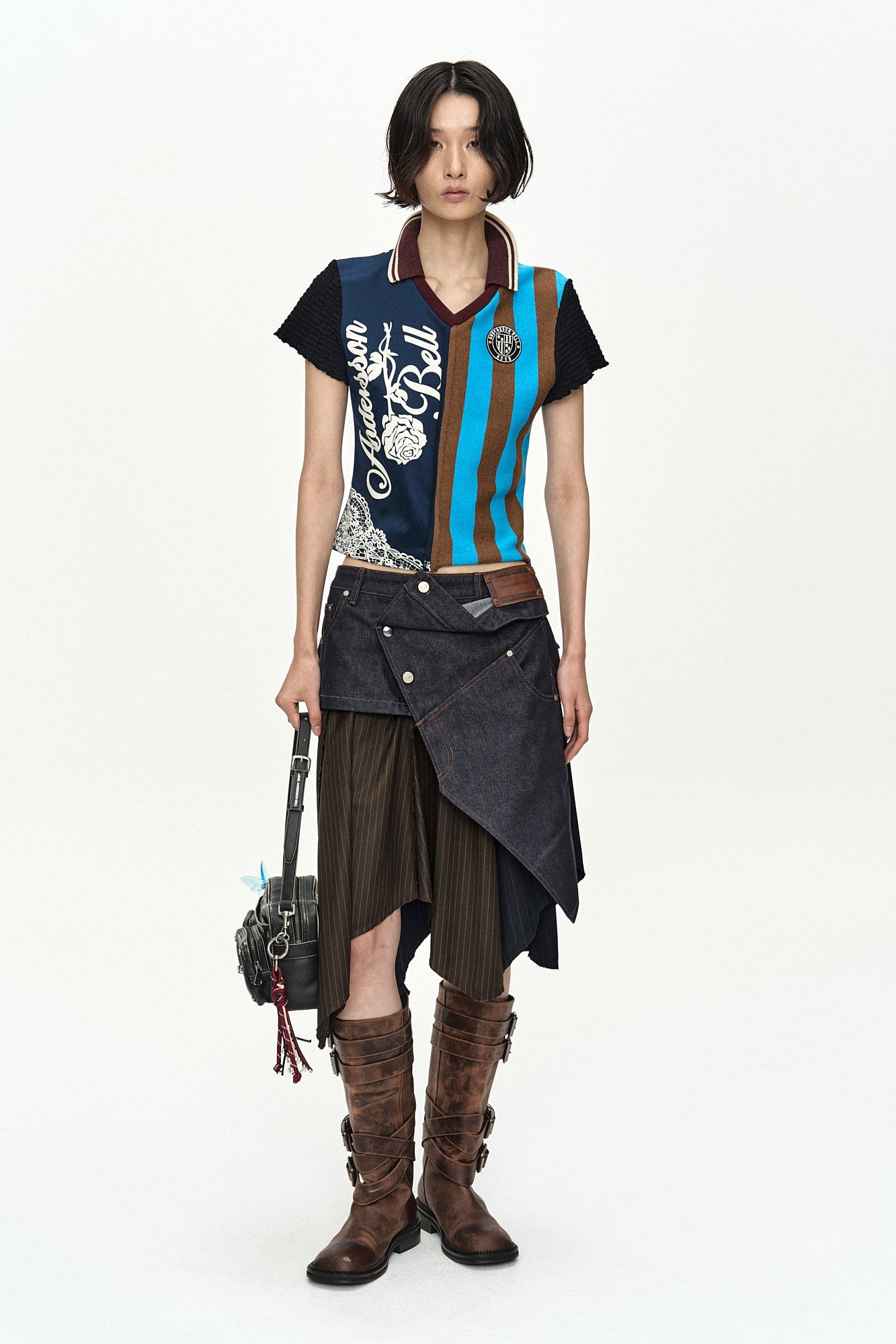 Andersson Bell Reworked Football Collar Top