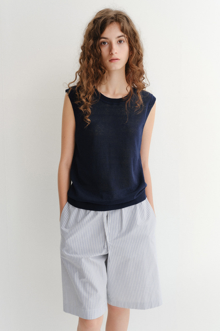Dunst Unisex Sheer Layering Knit Vest Navy