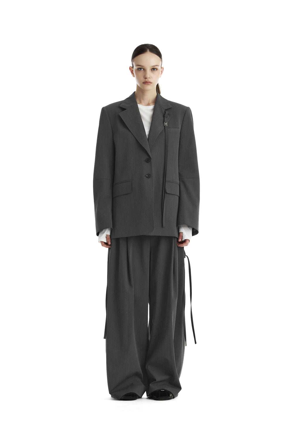 Treemingbird Strap Regular-Fit Set-Up Jacket Charcoal