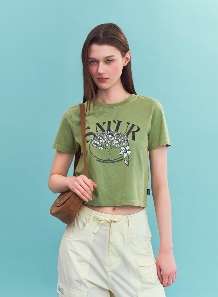 Satur (W) Citron Tree Washed T-shirt - Khaki