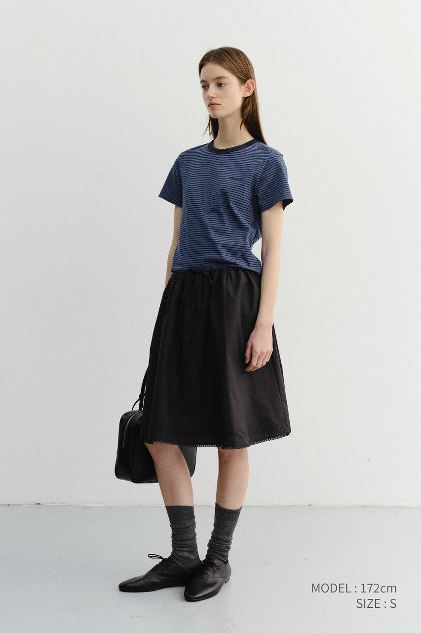 Dunst Essential Stripe Logo T-Shirt Blue Navy Stripe