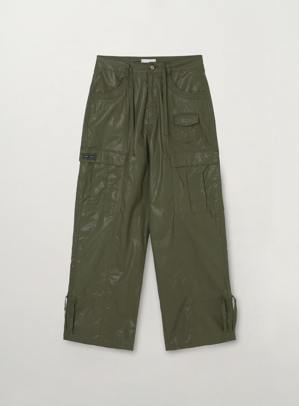 Satur (W) Coated Cotton Cargo Pants - Khaki