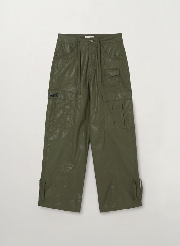 Satur (W) Coated Cotton Cargo Pants - Khaki