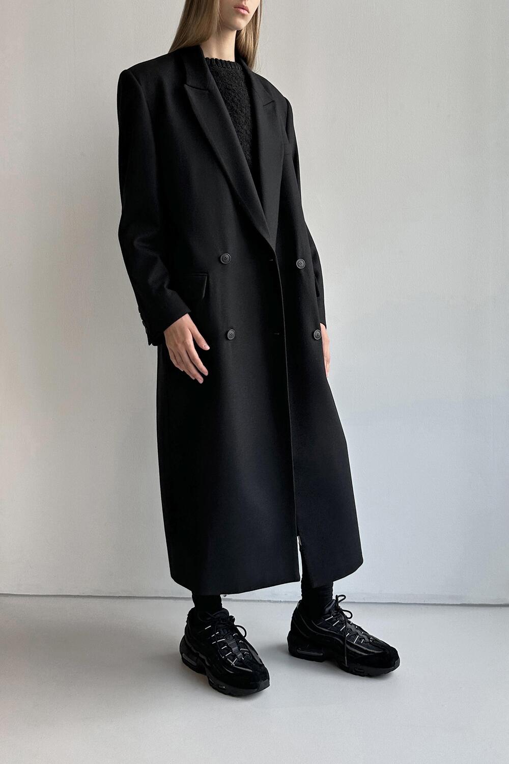 Low Classic Double Long Coat Black