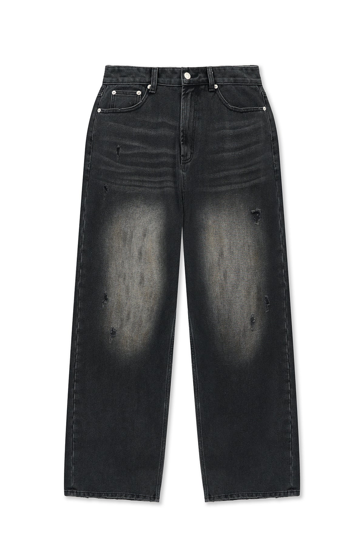 [matinkim] VINTAGE DIRTY WASHED DENIM PANTS IN BLACK