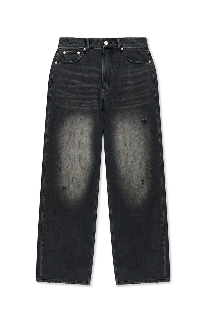 Matinkim Vintage Dirty Washed Denim Pants IN Black
