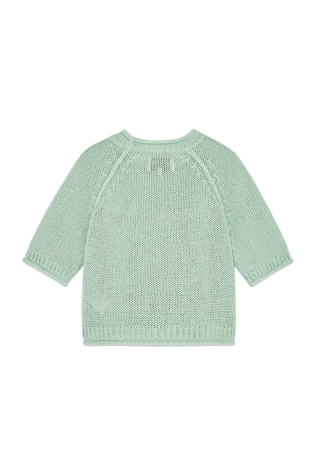 [matinkim] THREE QUARTER SLEEVE LOGO KNIT PULLOVER IN MINT
