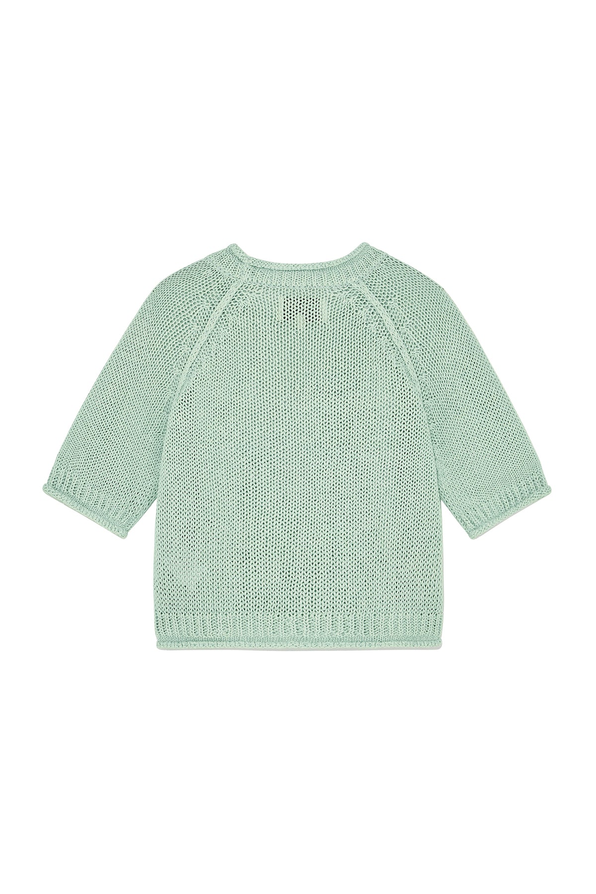 [matinkim] THREE QUARTER SLEEVE LOGO KNIT PULLOVER IN MINT
