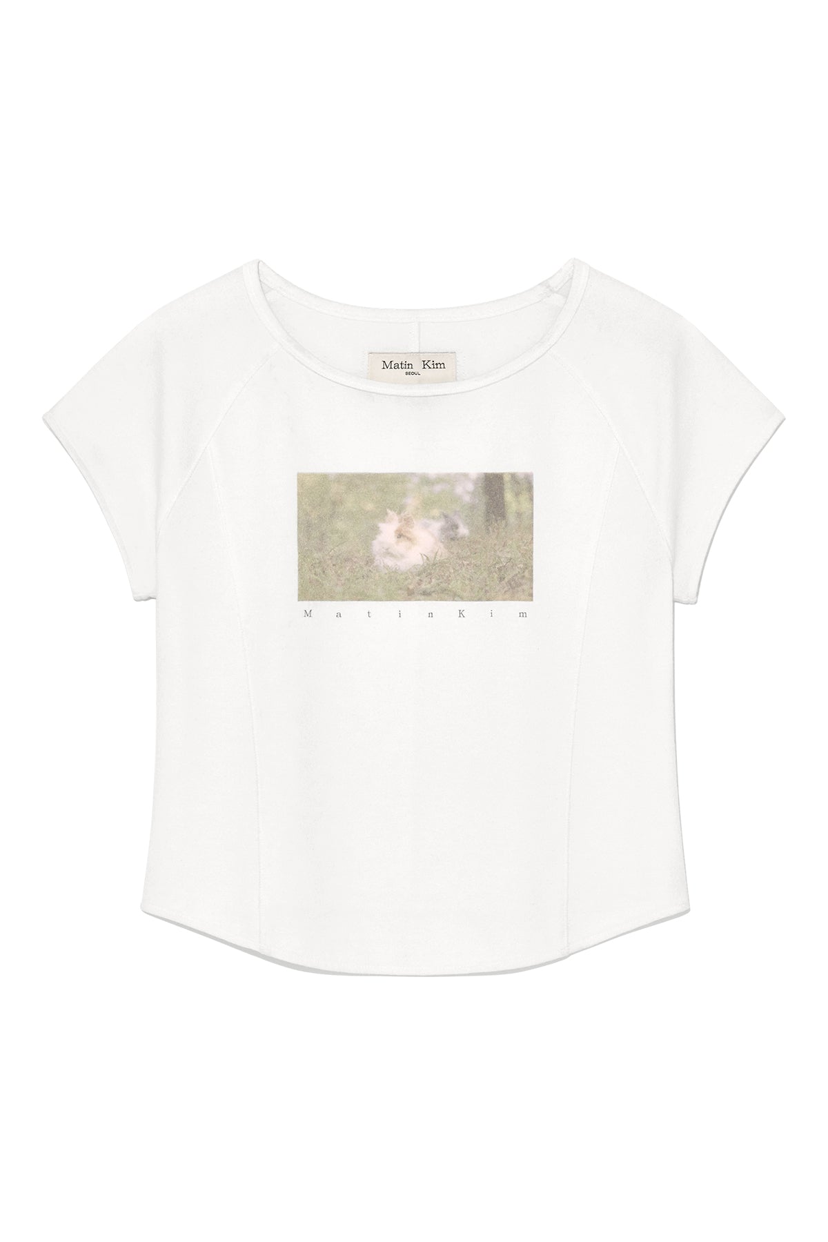 Matinkim Rabbit Printing Raglan Slim Top IN White