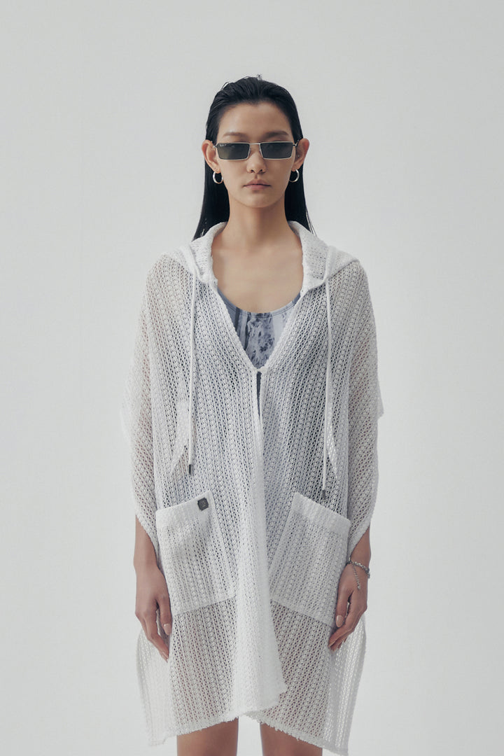 Treemingbird Lace Cover-up Hoodie White