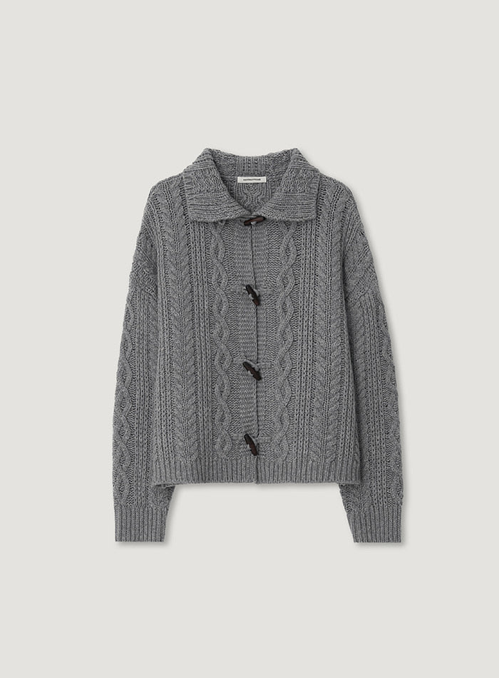 Mango Maniplease Toto Cable Cardigan Deep Grey