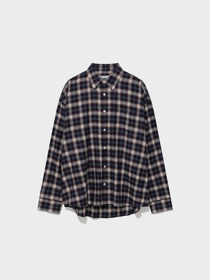 Low Classic Oversized Lc Flannel Checked Shirt Navy