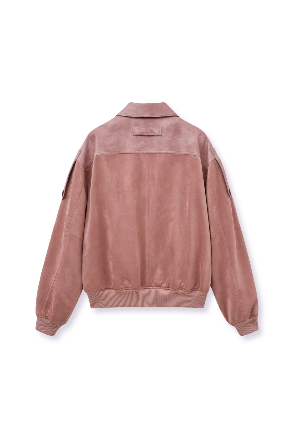 [matinkim] SUEDE MIX LEATHER ZIP UP JUMPER FOR WOMEN IN PINK
